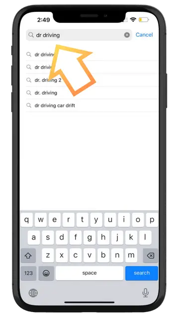 Step 2 to download dr. driving apk for ios