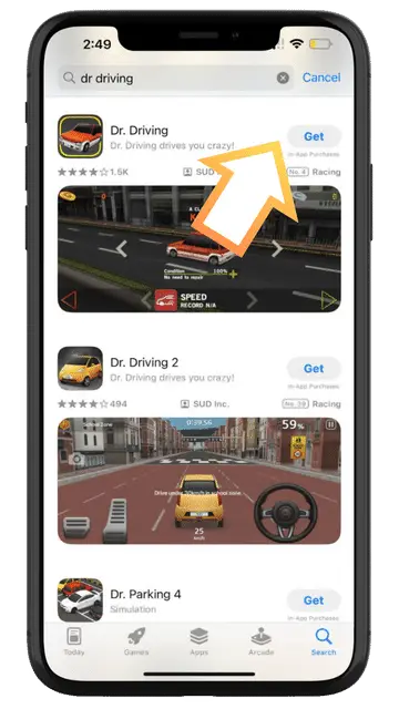 Step 3 to download dr. driving apk for ios